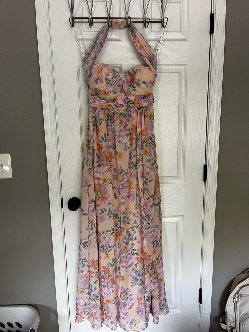 Birdy Grey Grace Chiffon Dress Botanical Blooms Floral Size M